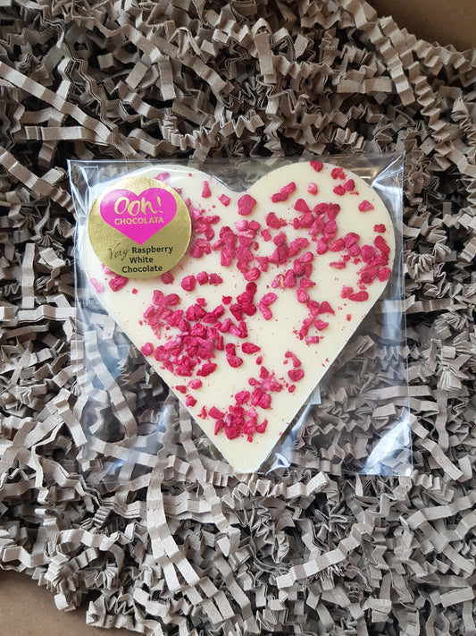 Ooh! Chocolata White Chocolate and Raspberry Heart 70g - Ooh Chocolata - Boxlocal