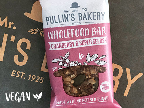 Pullin's Bakery Vegan Cranberry and Super Seeds Wholefood Bar 45g