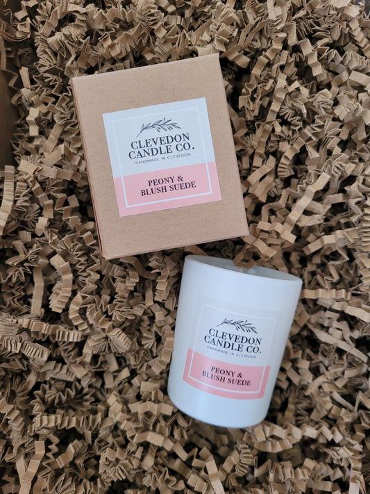 Clevedon Candle Co. Peony and Blush Suede Candle