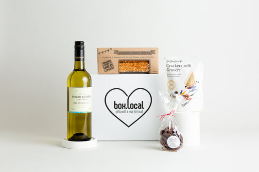 This fabulous hamper includes:

Three Choirs Vineyards Coleridge Hill White Wine 2022 75cl

The Cheddar Gorge Cheese Co. 5 Cheese Straws 170g

The Fine Cheese Co. Gruyère Crackers 45g

Zara’s Chocolates Milk Buttons 100g