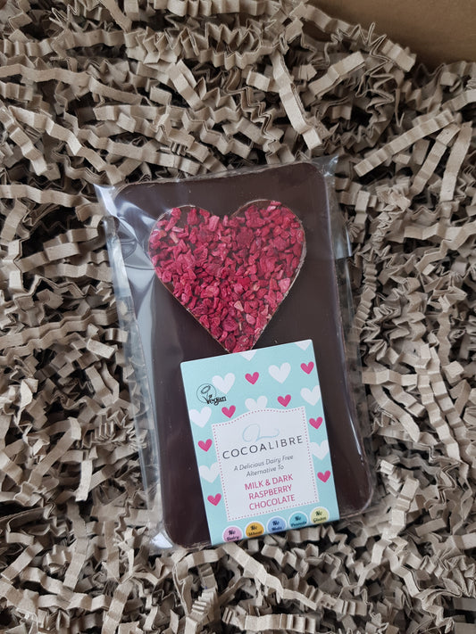 CocoaLibre Dairy Free milk and Dark Raspberry Chocolate Slab 100g